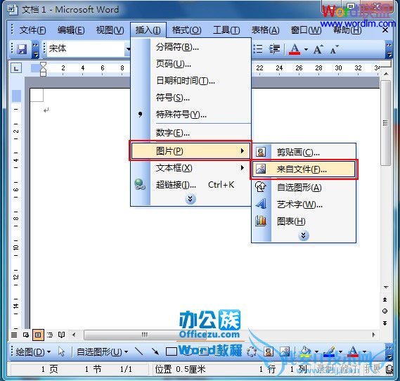 Word2003在A4纸上打印多张图片方法