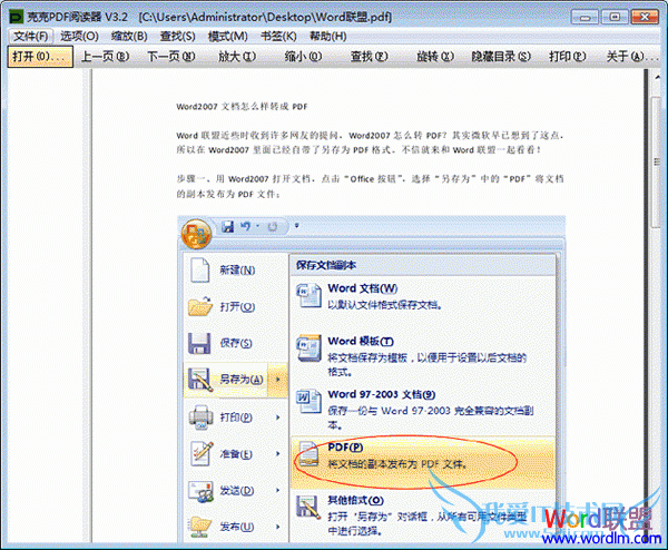 Word2007ĵôתPDF