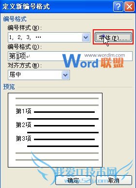 定义Word2007文档新编号的格式