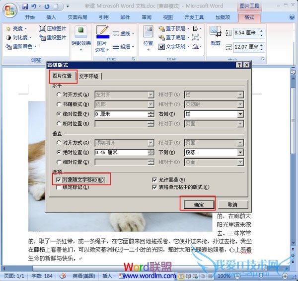 设置“高级版式”对话框
