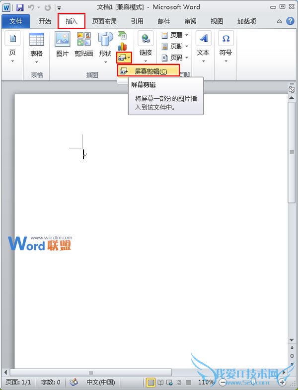 选择屏幕剪辑选项