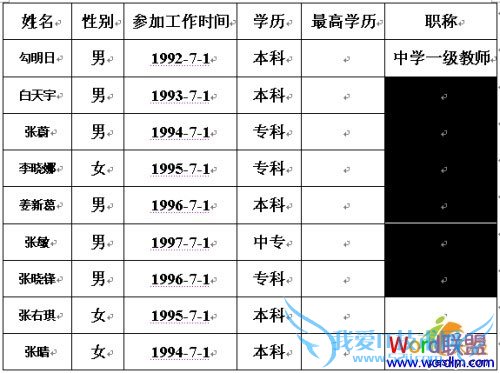 Word插入表格也可以自动填充
