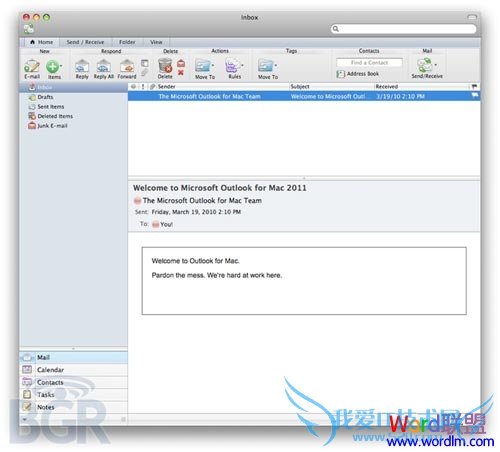 Office 2011 Outlook 界面