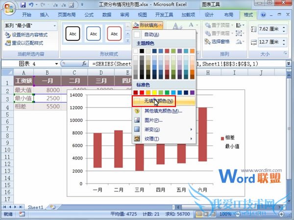 工资分布情况柱形图在Excel2007中怎么制作?