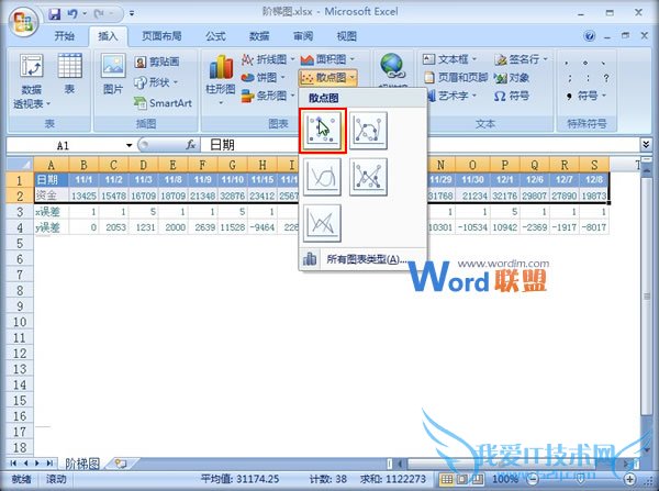 Excel2007中根据现有表格数据来制作阶梯图
