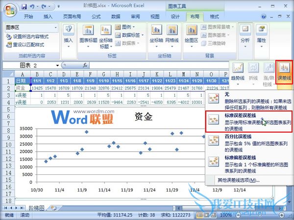 Excel2007中根据现有表格数据来制作阶梯图