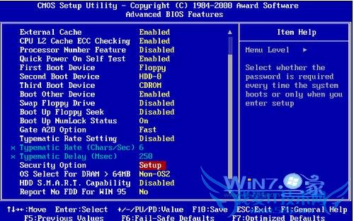选择“ADVANCED BIOS FEATURES