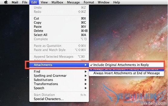 Mac OS X如何在回复邮件时包含附件 三联