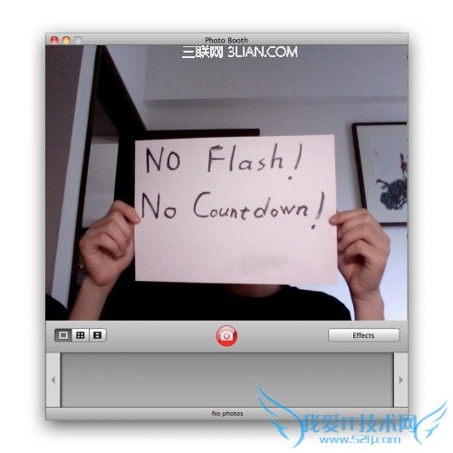 Photo Booth拍照时不闪闪亮和不倒数的方法 三联