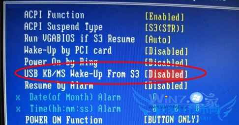 将“USB Wake-Up From S3”设为“Disable”