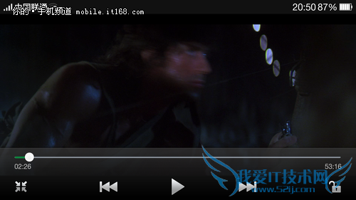 ▲轻装版(1080P)播放53分钟后剩余87%电量