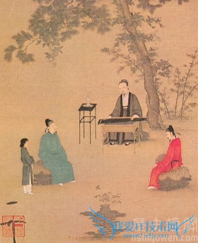 宋徽宗赵佶听琴图(局部)