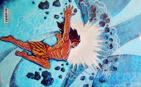 共工撞倒不周山插画 共工撞倒不周山插画