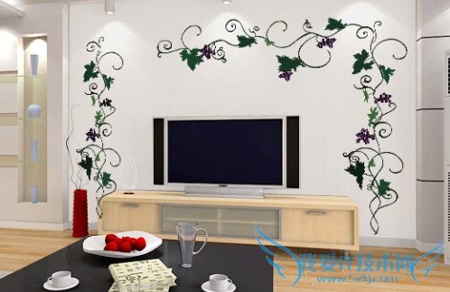 时尚唯美的手绘电视背景墙图案欣赏