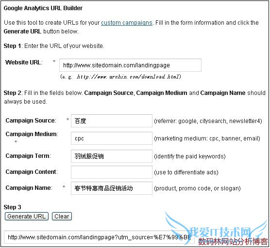 Google Analytics提供URL生成工具