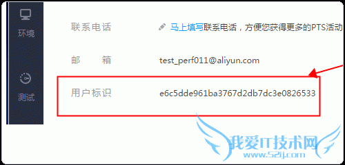 阿里云PTS选择用户标识符号