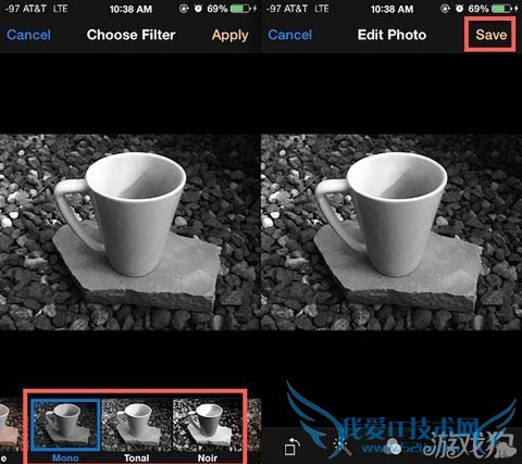 iOS过滤器教程:将iPhone彩色照片换成黑白照2