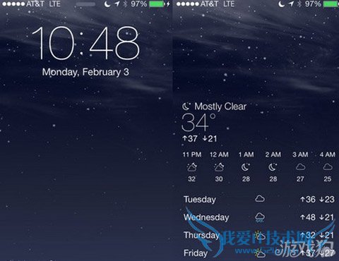 iphone在锁屏界面加入系统自带天气信息 52IJ手机之家
