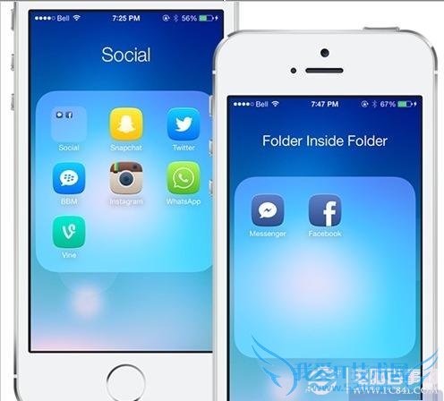 如何在iOS7.1桌面上创建嵌套文件夹? 52IJ手机之家