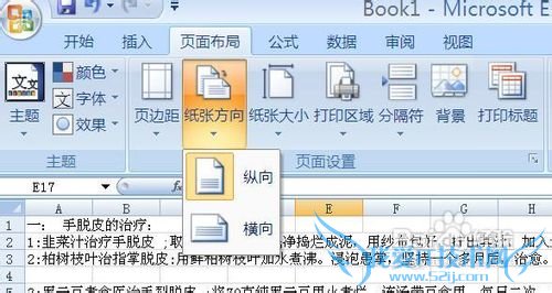 Microsoft Office excel 2007如何设置页面方向
