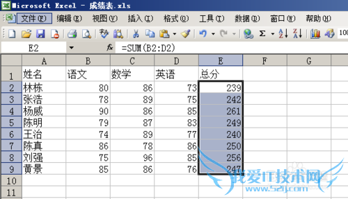 Excel2003 如何快速计算数据总和