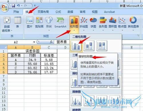 如何用Excel 2007绘制误差条图