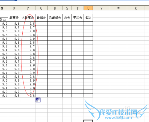 Excel去掉两个最高分,两个最低分,求平均分