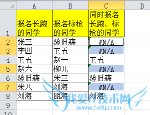 Excel提取两列之间的重复值