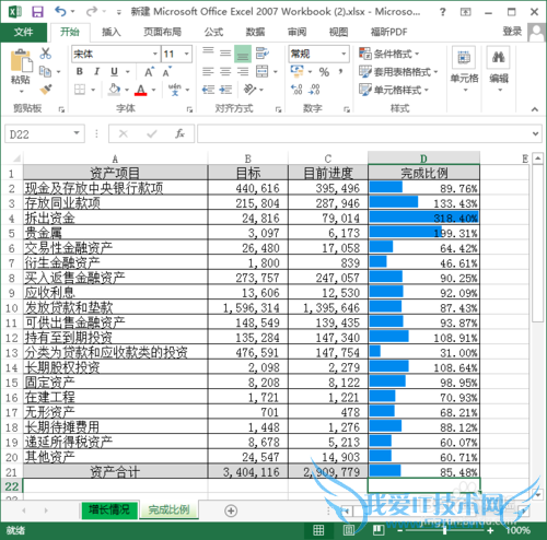 Excel-在单元格内以进度条方式显示百分比图