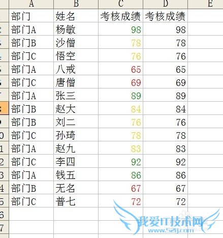 Excel技巧之——不同成绩显示不同颜色