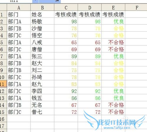 Excel技巧之——不同成绩显示不同颜色