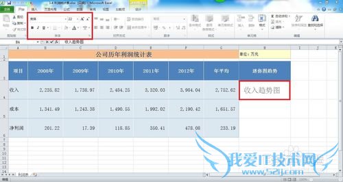 Excel2010创建迷你图