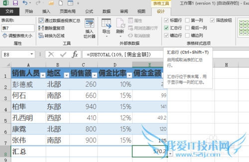 Excel 2013 中表(table)的创建和使用