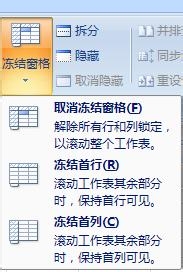 Excel 窗口的冻结方法