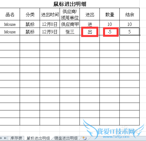用excel制作物品库存管理