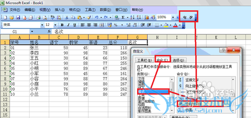 Microsoft Office 2003 Excel中表头的斜行显示