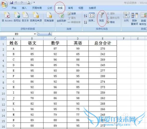 如何在2007版EXCEL表里筛选数据