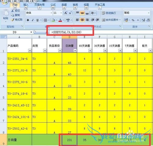 excel表格SUBTOTAL函数--求和汇总最大值平均数