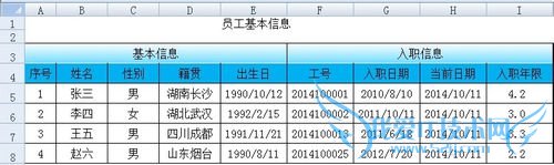 在EXCEL中如何自动计算入职年限