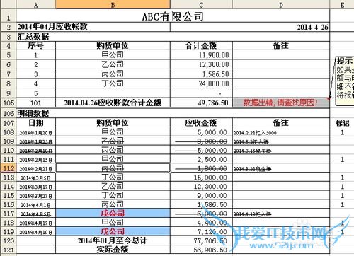 利用函数方法制作应收账款明细汇总Excel表格