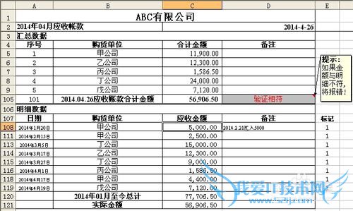 利用函数方法制作应收账款明细汇总Excel表格