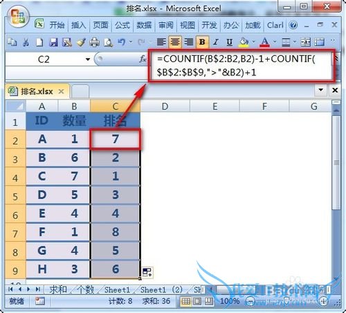 excel排名次函数公式,中国式排名