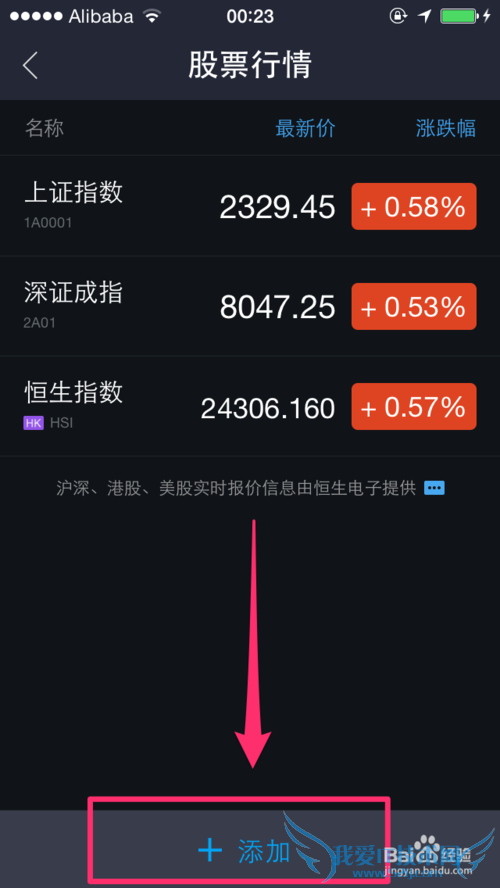 如何在支付宝钱包中添加Ali阿里巴巴股票行情?