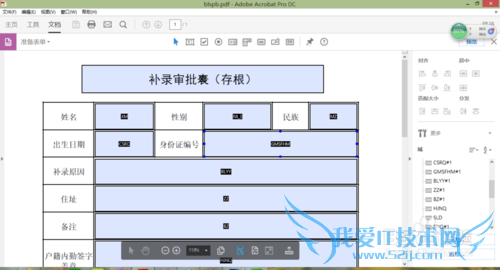 pdf form表单制作以及用java程序填充表单