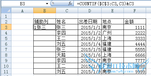 Excel流水账向报表转变之出差问题