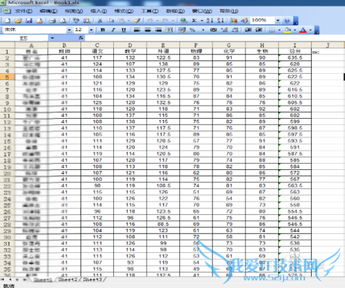 excel2003中使用rank函数对学生成绩进行排名