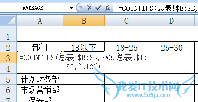 EXCEL花名册实时自动生成各部门年龄分布