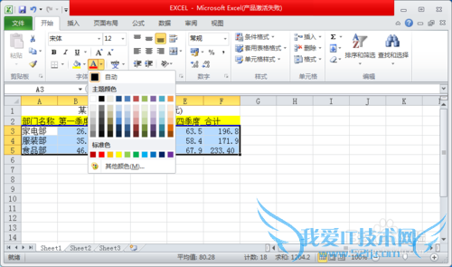 2010excel表格如何更改数字类型和添加表格底纹