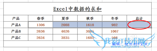 Excel中对数据的求和