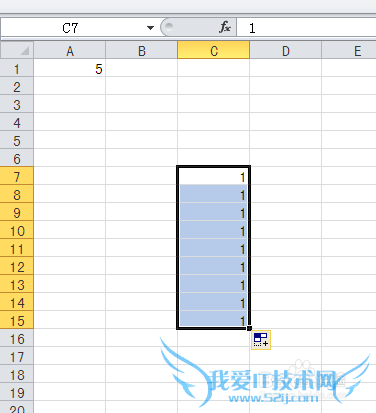 使用 Excel 2010 默认填充序列 填充数据